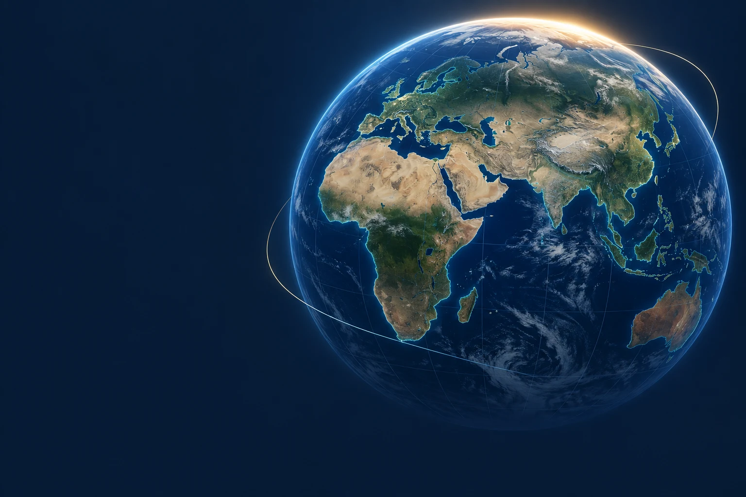 Illustrated globe showing Africa, Europe and Asia
